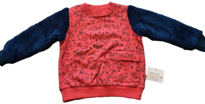 Jako-o Kuscheliger Sweatshirt Pullover mit Fellärmel Rot Blau Gr. 80/86 NEU OVP