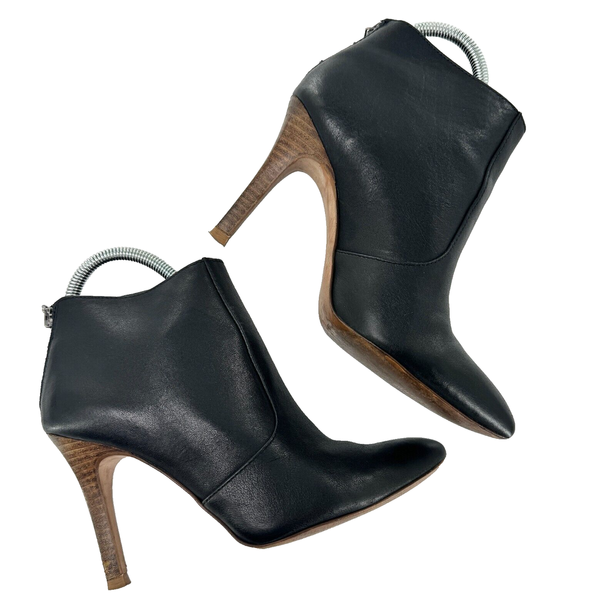 Madewell Sz 7 Jules High Heel Leather Bootie Black Zip  display picture 2
