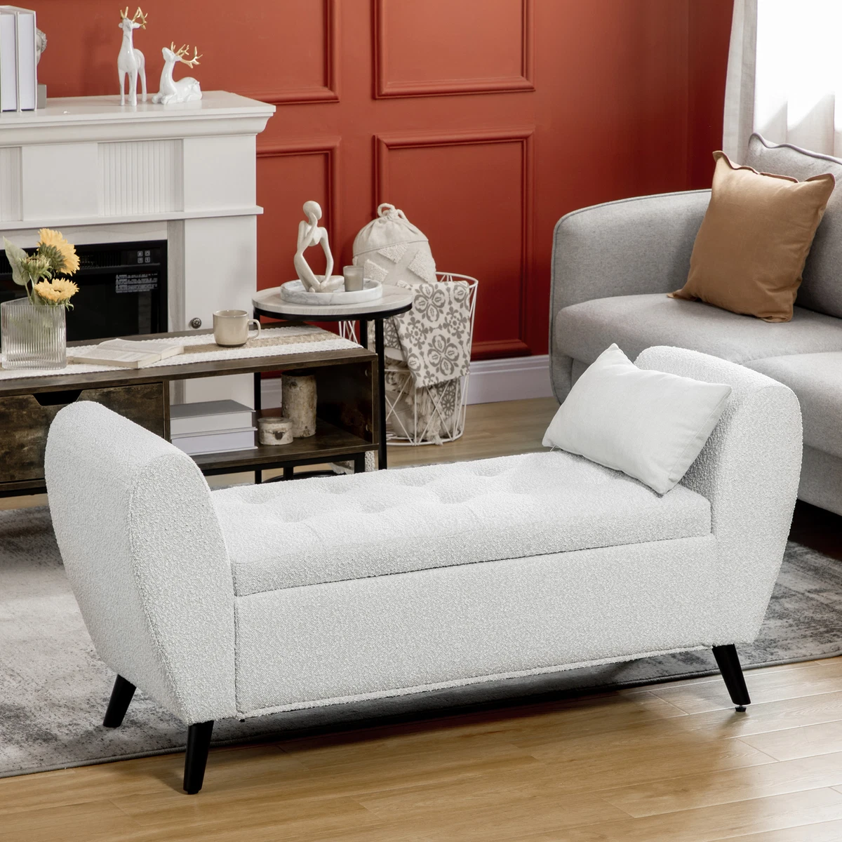 Grey bedroom storage bench deals