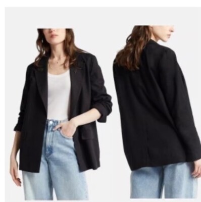 Treasure & Bond Women s Linen Blend Blazer Black Small 