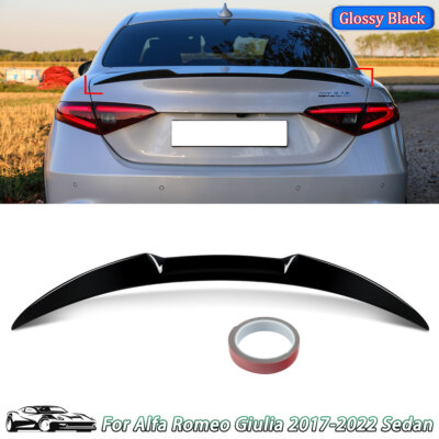 GLOSS BLACK For 2017-2024 Alfa Romeo Giulia Sedan Trunk Spoiler Rear Lip V Style