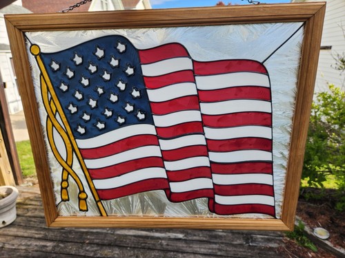 Insegna appendiabiti da parete bandiera americana Suncatcher Art 17"x21" patriottica USA 4 luglio - Foto 3 di 18