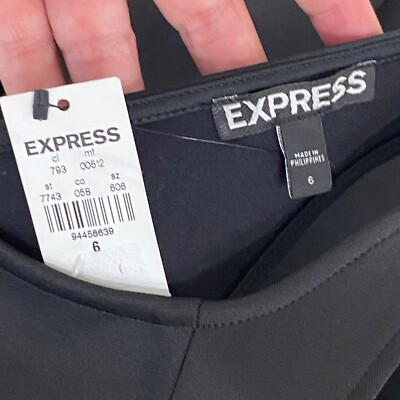 Express Fit & Flare Dress Women's 6 Black Pleated Cut Out Back
