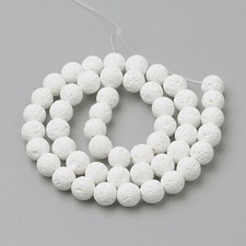 Natural Lava Beads Strands Dyed Round White 8-8.5 mm