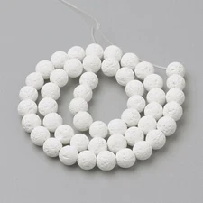 Natural Lava Beads Strands Dyed Round White 8-8.5 mm