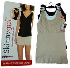 3 Pk REVERSIBLE SkinnyGirl Waist Tummy Control Shaping Seamless Cami Tank Top XL