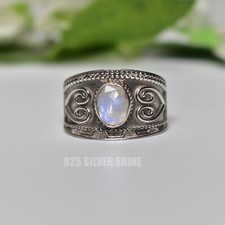 RAINBOW MOONSTONE NATURAL GEMSTONE 925 SOLID STERLING SILVER JEWELRY RING 3 TO12