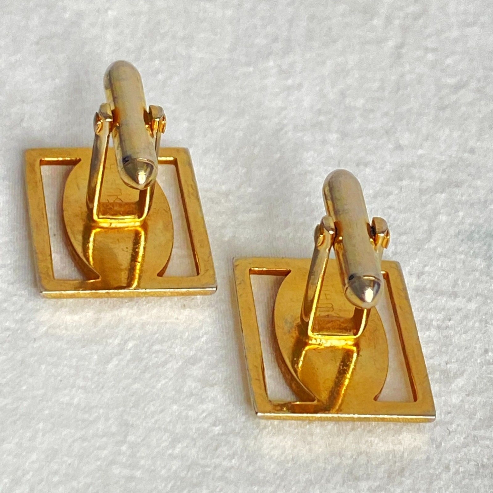 Swank Gold Tone Cufflinks Rectangular Open Frame … - image 3