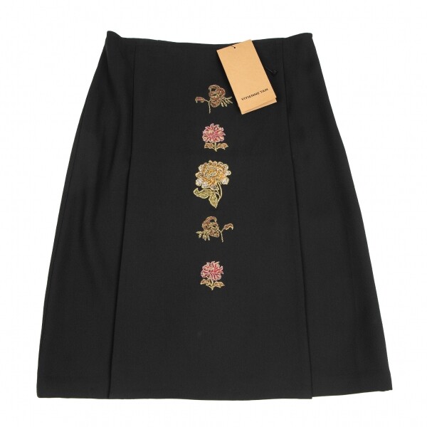 ヴィヴィアンタム プリーツスカート サイズ0 VIVIENNE TAM Front Floral Embroidery Switching Skirt Size 0