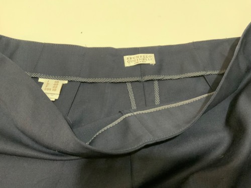 BRUNELLO CUCINELLI VIRGIN WOOL PANTS LIGHTWEIGHT SIDE ZIP ANKLE SLITS 10 - Picture 6 of 14