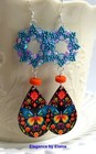 Colorful Butterflies on Black Earrings, Handmade, Woven, Bold Womens earring — photo 2