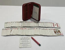 Vtg Empire Bridge Playing Cards/Red Genuine Leather Case/The US Playing Card Co.
