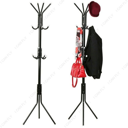 12 Hook Cloth Hanger Stand Hat Clothes Rack Metal Tree Style Storage DF - Picture 3 of 14