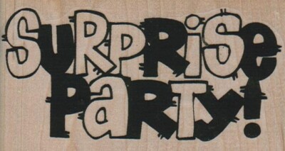 Surprise Party 3 3/4 x 2'' Rubber Stamp, Special Occasion Stamp
