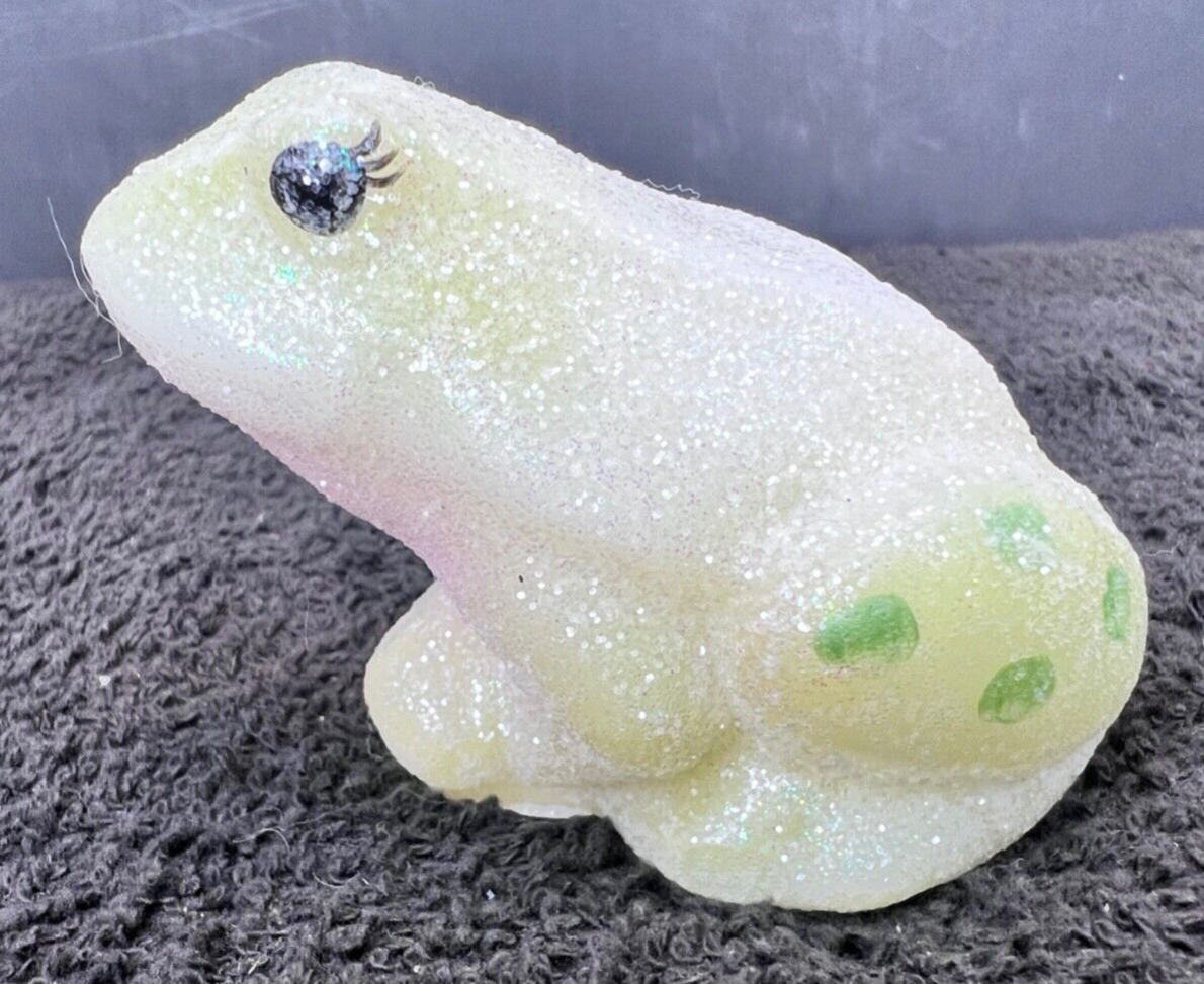 Fenton Frog HP Glistening Woods Glitter Series on Burmese Glass