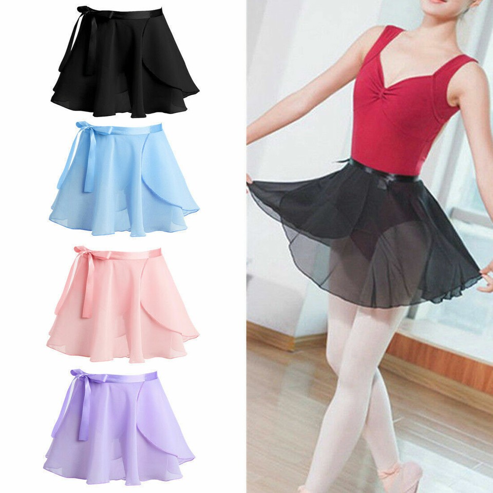 Niñas Ballet Básico Tutú Falda Envolvente Niños Gimnasia Chifón Vestido de Baile Prendas de Baile
