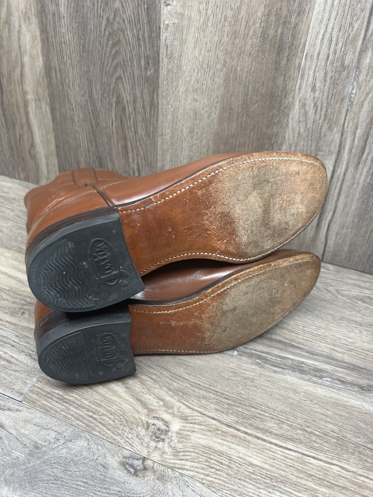 Justin BOOTS Western Roper Style 3802 Brown Leather Size 13 D P7/n4543