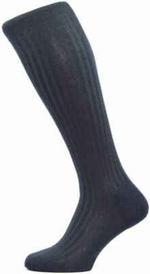 Pantherella Mens Laburnum Rib Over the Calf Merino Wool Socks - Navy