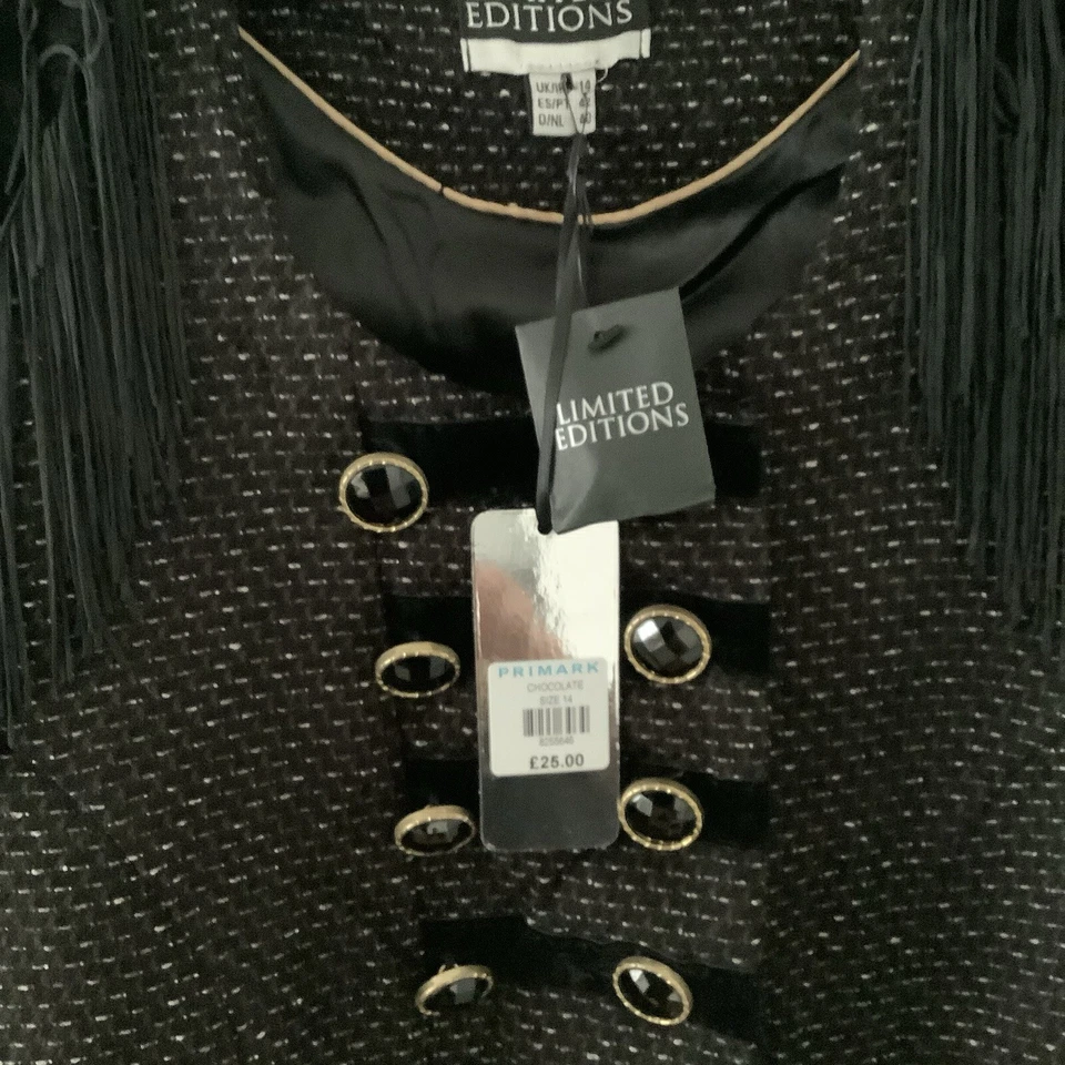 Brand New Primark Limited Editions Jacket With Button And Fringe Embellishments - Image 2 of 3