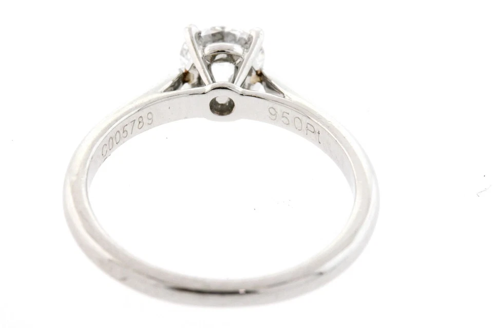 Anillo de compromiso solitario de diamantes Cartier 0,48 quilates GIA redondo platino talla 4,25 Foto 3 de 4