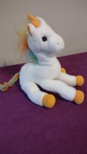 Vintage Russ Berrie Seated Rainbow Unicorn Plush Starlight 10"