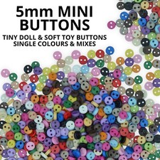5mm Mini Doll Buttons - Single Colours & Mixes Round - Soft Toy & Dolls Clothes