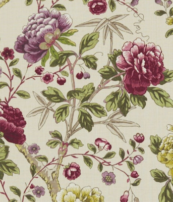 WILLIAM MORRIS CURTAIN FABRIC Tangley 3.6 METRES WINE/ANTIQUE YELLOW 100% LINEN