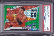 2019-20 Mosaic Trae Young Give and Go Green PSA 9 Hawks