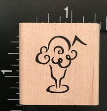 ICE CREAM FLOAT SHAKE DESSERT Denami Design Wood Mounted Rubber Stamp