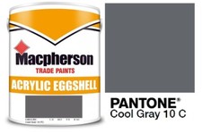5lt Macphersons Trade Hardwearing Acrylic Eggshell Pantone 10C Cool Grey Paint