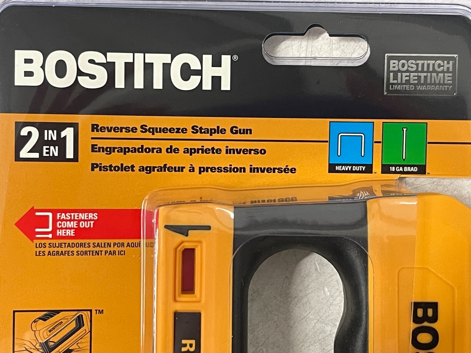 LOT OF 2 Bostitch Heavy Duty 18 GA Reverse Squeeze Manual Staple Gun