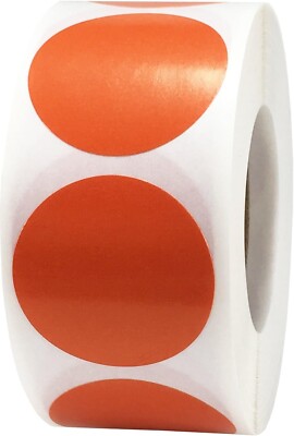 Gebranntes Orange Farbcodierung Punkt Etiketten 25,4 mm 1 Zoll Rund 500 Stück