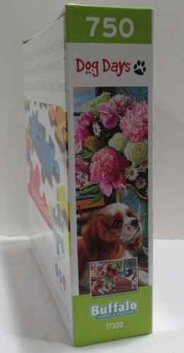 Buffalo 750 Piece Jigsaw Puzzle Dog Days THE WRITER'S DOGS King Cavelier puppies - Picture 2 of 5