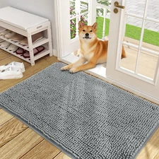 Dog Door Mat for Muddy Paws Absorbs Moisture Dirt Non Slip Washable Microfiber