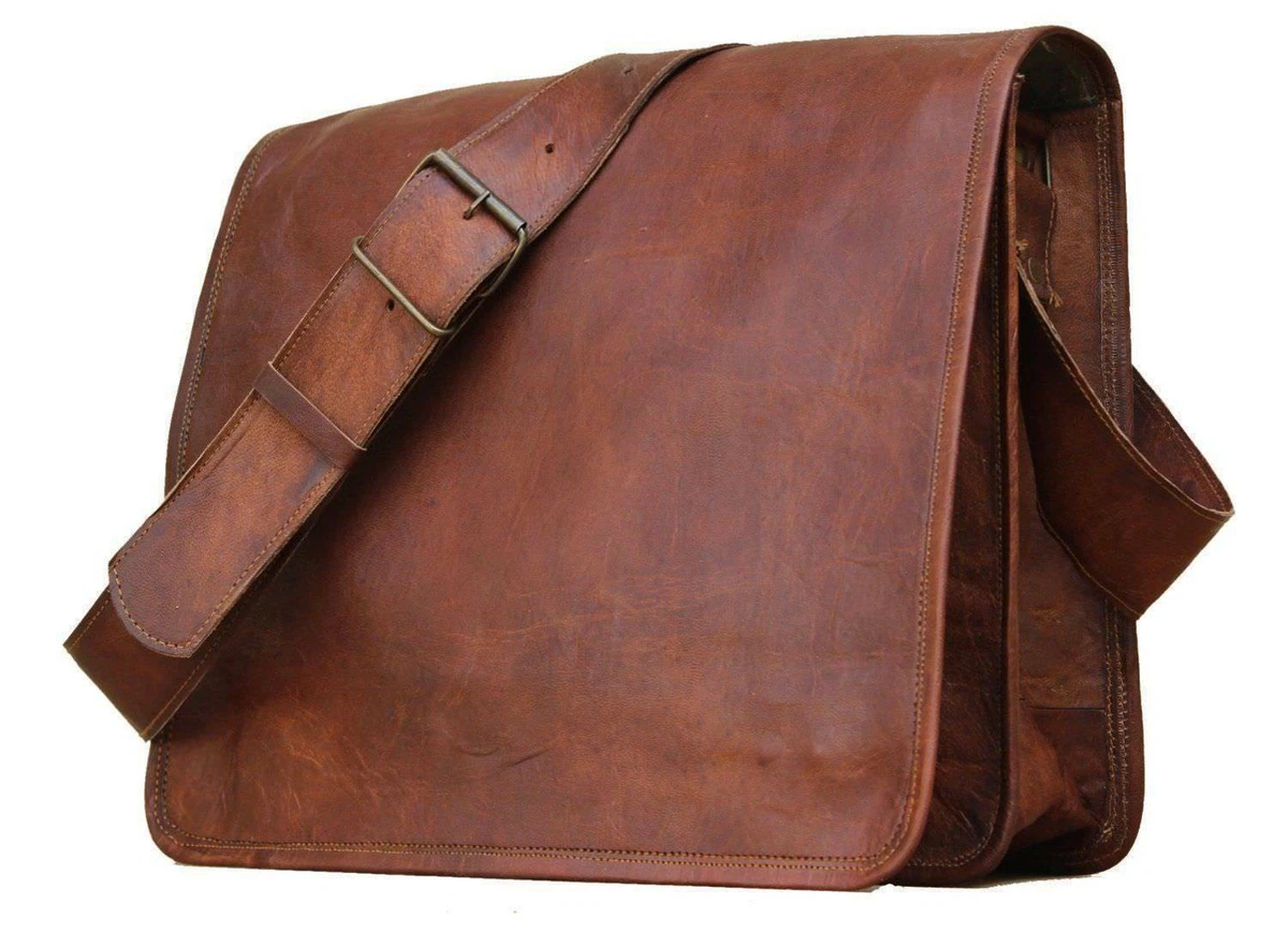 Leather Vintage Messenger Shoulder Men Satchel S Laptop School Briefcase Bag