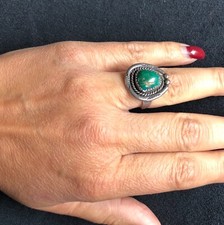SILVER RING IN MALACHITE DESIGN HAND MADE ARTISAN