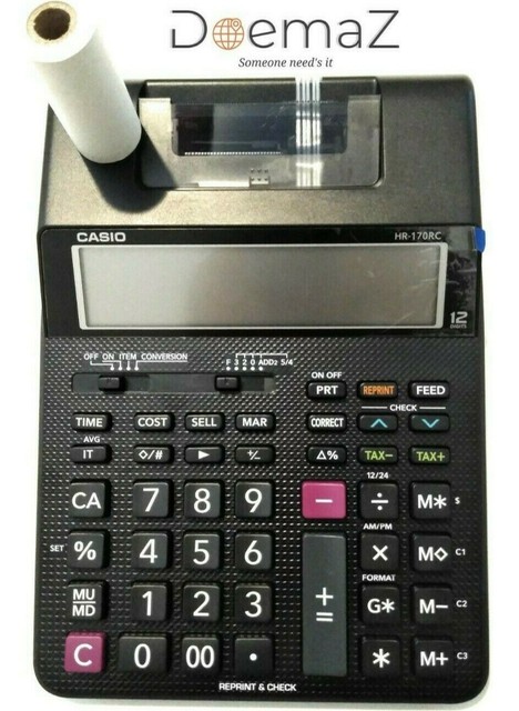 Casio Hr-170rc Mini Desktop Printing Calculator 12 DIGIT ...