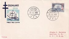 1958 Goothab, Greenland to Roslyn, NY FDC Sc # B1 (61634)