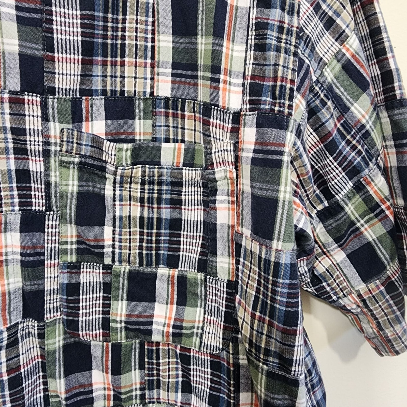 Izod patchwork short sleeve button down shirt men… - image 8