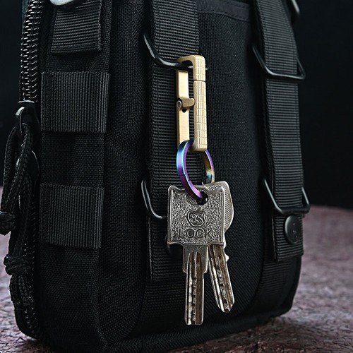 Solid Brass Portable Carabiner Key Chain Buckle Clip Snap Hook Handbag Clasp EDC - Picture 9 of 11