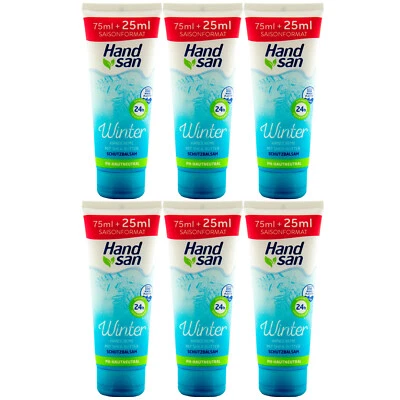 HANDSAN Hand san Handcreme WINTER 6 x 100 ml mit Shea Butter ph Hautneutral 24H Schutz
