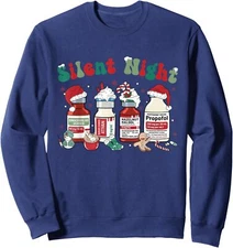 Silent Night Funny Christmas Gift Nurse Medical Xmas Unisex Crewneck Sweatshirt