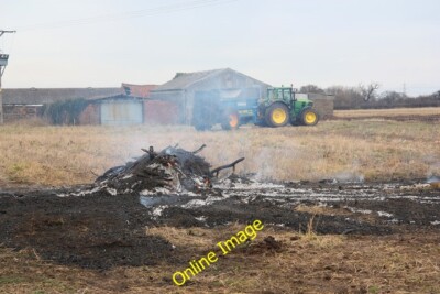 Photo 6x4 The aftermath Harby/SK8770 Smouldering remains of the large bo c2012