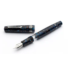 Leonardo Momento Magico Fountain Pen in Pietra Salata with Silver Trim, Broad
