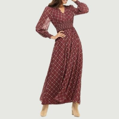 NWOT Gal Meets Glam Maxi plaid Dress size 00 boho gypsy