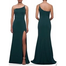 La Femme Formal One Shoulder Evening Gown Maxi Dress Womens Size 2 Green Wedding