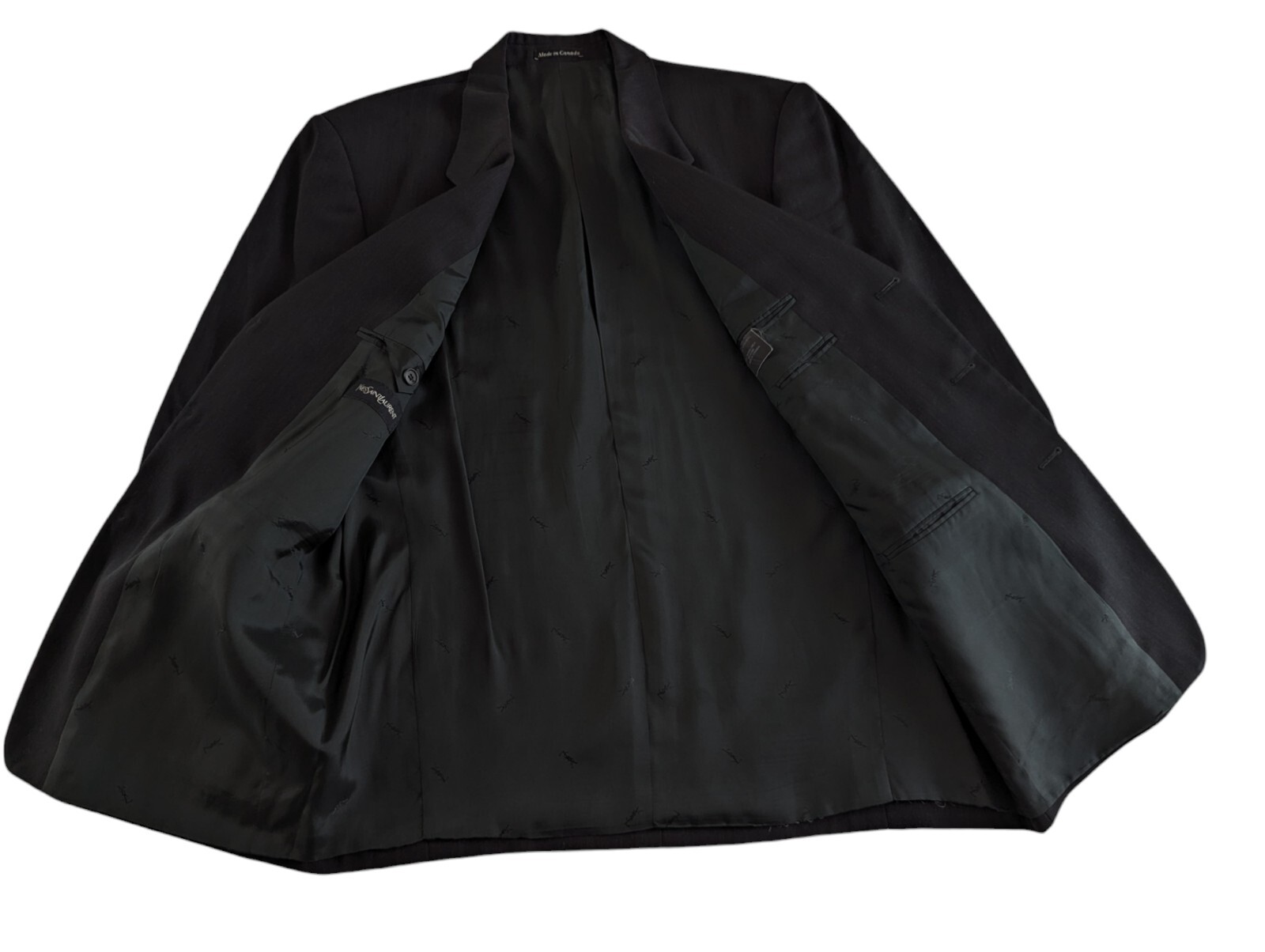 Saint Laurent YSL Uomo 42L Antracite Nero Giacca Lana Peggiorata Cappotto Sportivo Canada