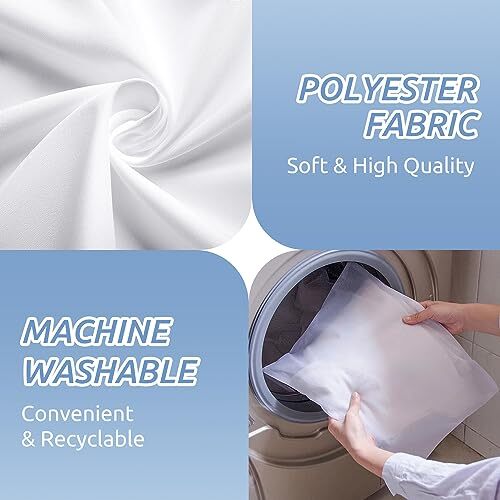 Waterproof Fabric Shower Curtain Liner - Soft Cloth Shower Liner 70"x72" White - Picture 5 of 7