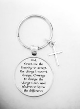 Serenity Prayer Cross Keychain Christian Bible Scripture Religious Christmas