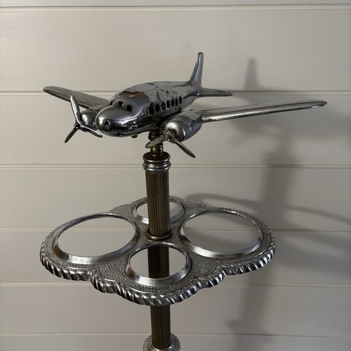 Vintage Chrome Airplane Smoker’s Stand Ashtray Lamp Base – Parts/Repair